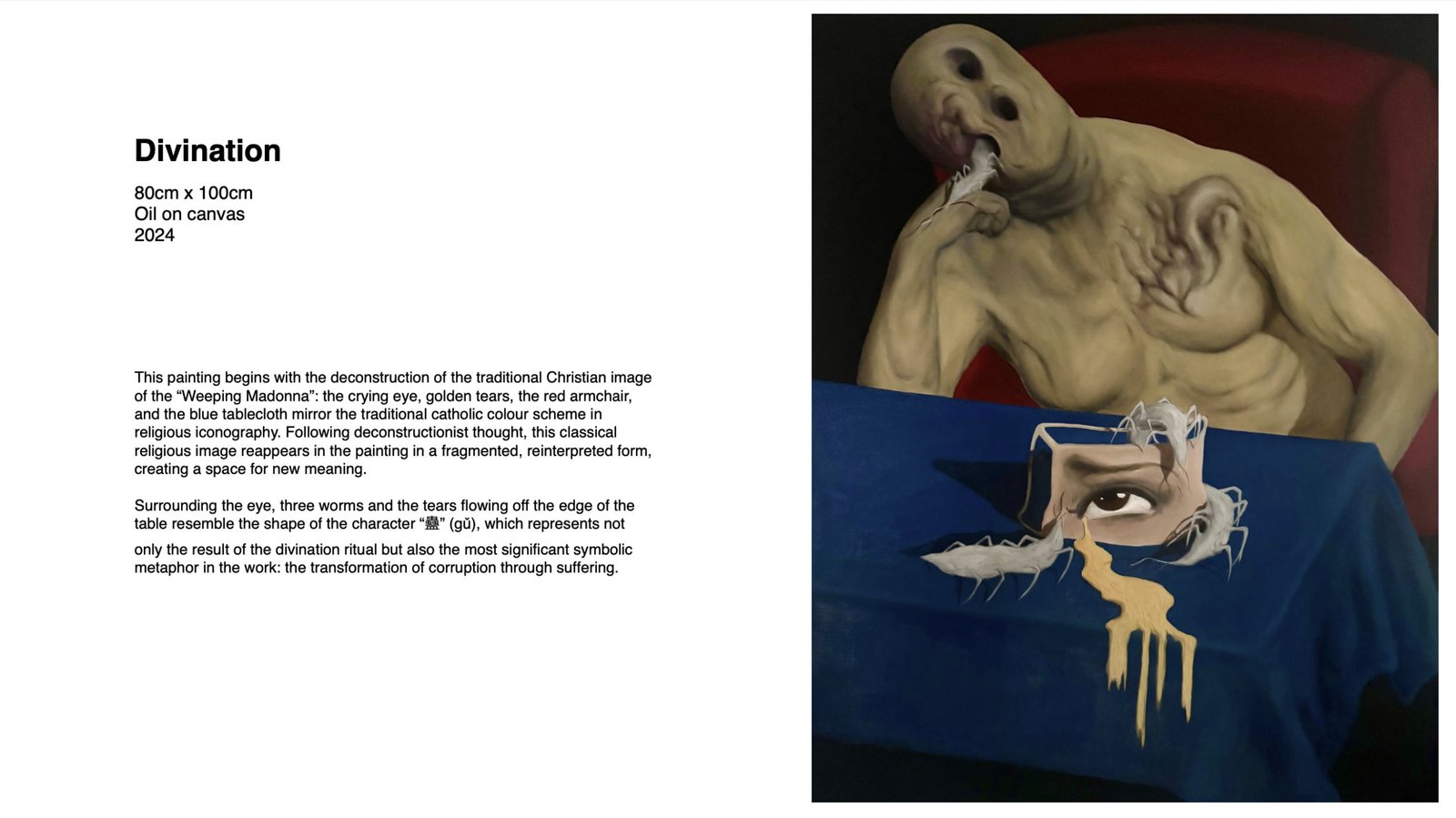 MA Fine Art portfolio painting by student accepted to Central Saint Martins, UAL